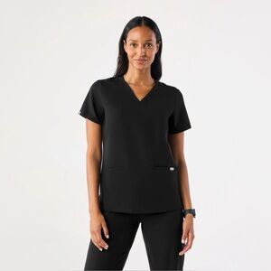 Figs Technical Collection Casma Three-Pocket Scrub Top Black Size Small